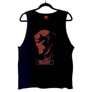DUNLUN MOSHU Hellboy Red Graphic Print Sleeveless Cut Muscle Tank Top Large